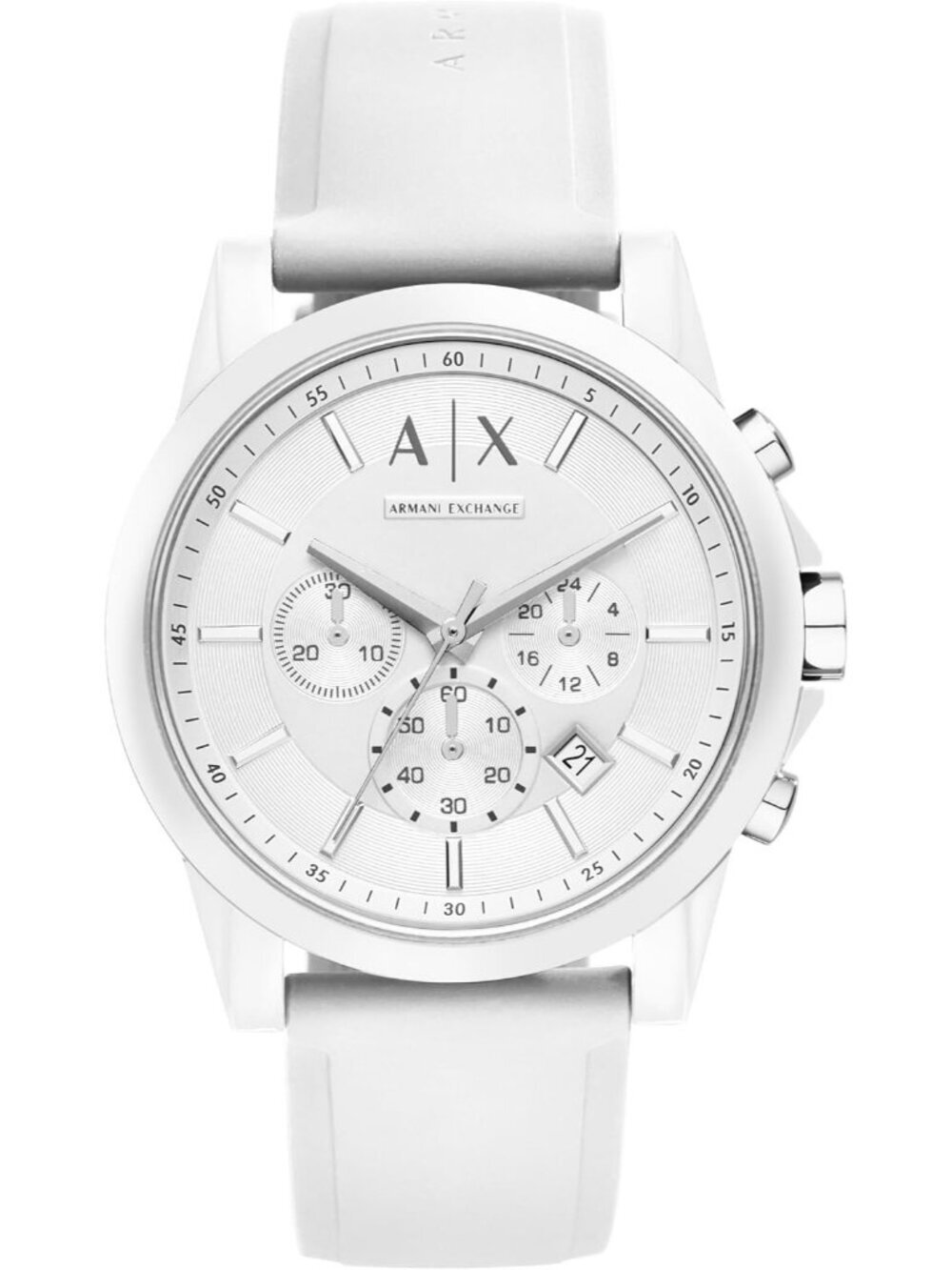 Men's White Silicone Band Bracelet Chronograph Analog Crystal Dress Wrist Watch
